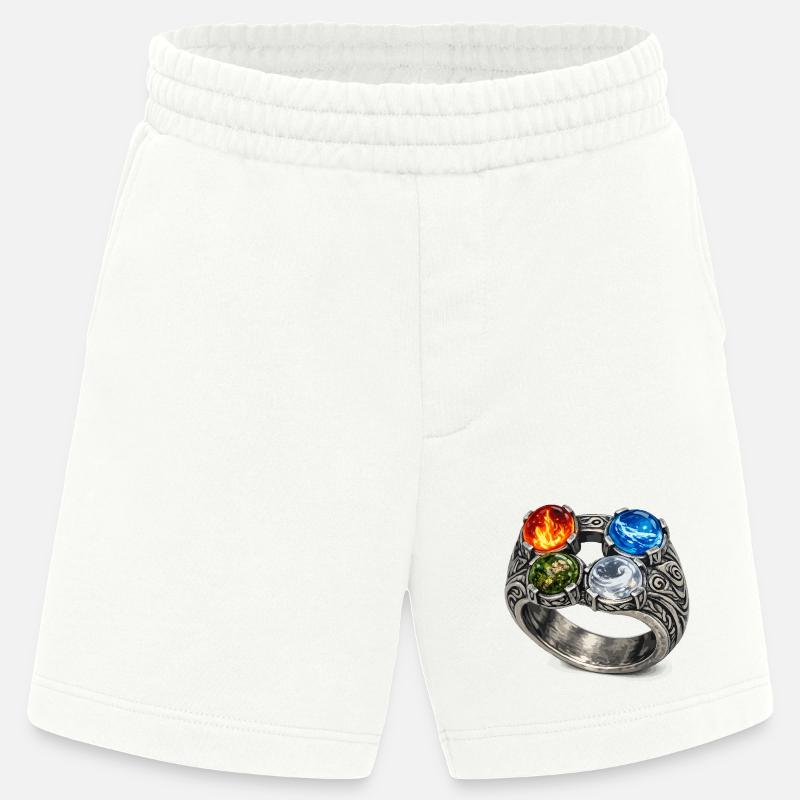 Vier-Elemente-Ring mit Edelsteinen - Heavyweight Shorts - made by SPREAD  - OFF WHITE