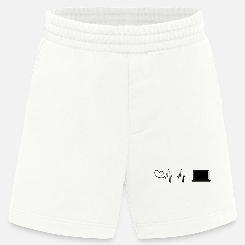 Laptop Heart Pulse Pc Programmer - Heavyweight Shorts - made by SPREAD  - OFF WHITE