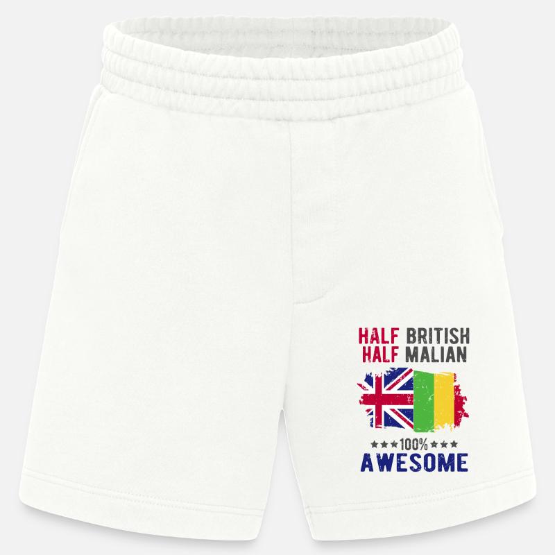 Half British Half Malians - Heavyweight Shorts - made by SPREAD - OFF WHITE