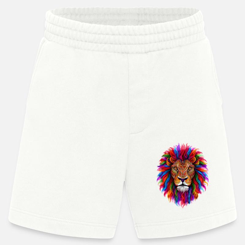Psychedelischer Löwe - Heavyweight Shorts - made by SPREAD  - OFF WHITE