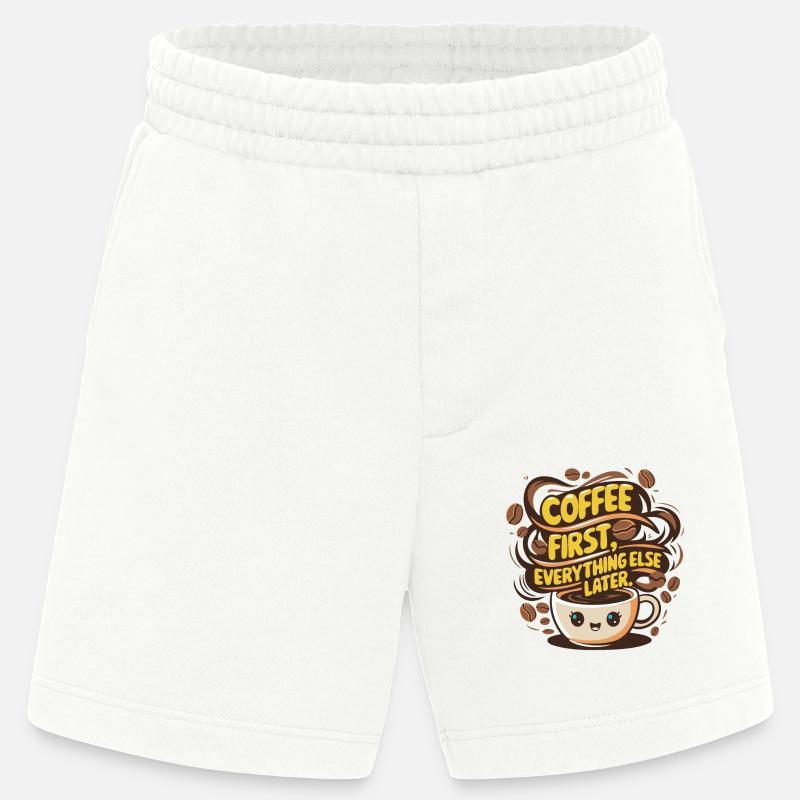 First coffee, then everything else - Heavyweight Shorts - made by SPREAD - OFF WHITE