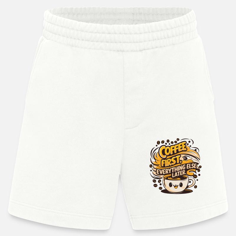 First coffee, then everything else - Heavyweight Shorts - made by SPREAD  - OFF WHITE