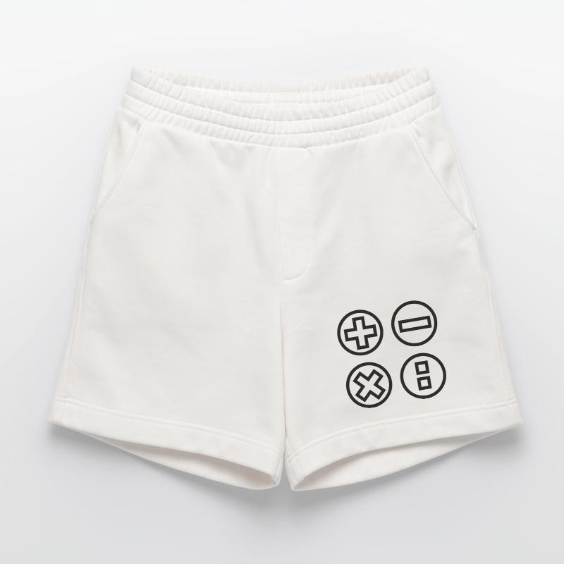 Calculate logo with four emblems shadow image Heavyweight Shorts - made by SPREAD 