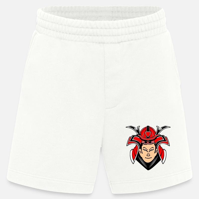 Samurai mit Helmdesign - Heavyweight Shorts - made by SPREAD  - OFF WHITE