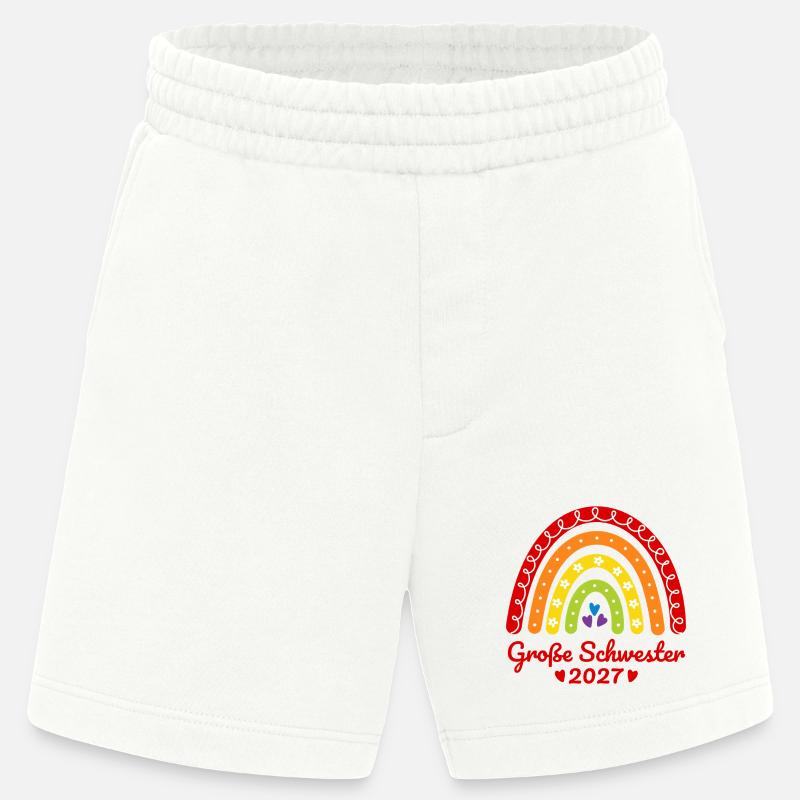 Große Schwester 2027 Boho Regenbogen bunt - Heavyweight Shorts - made by SPREAD  - OFF WHITE