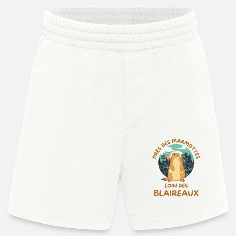Humour marmotte - Short bio épais fabriqué en UE - OFF WHITE