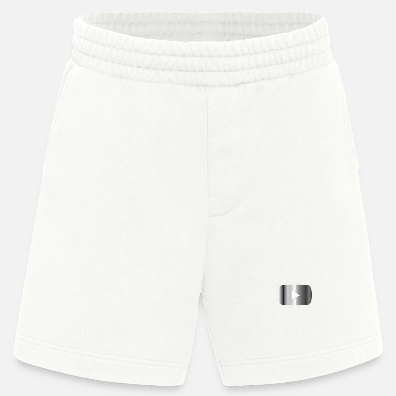 Silberner Play Button  - Heavyweight Shorts - made by SPREAD  - OFF WHITE
