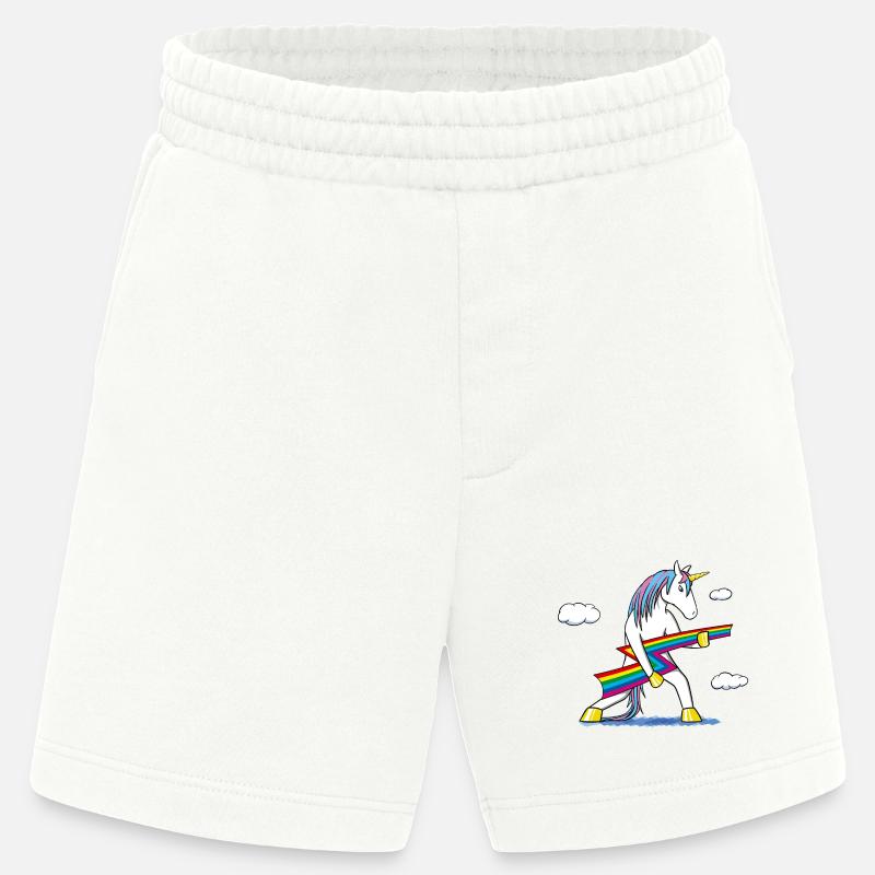 Rainbow Rock – Einhorn mit Regenbogenblitz - Heavyweight Shorts - made by SPREAD  - OFF WHITE