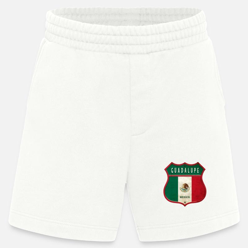 Guadalupe Mexico crest design - Heavyweight Shorts - made by SPREAD  - OFF WHITE