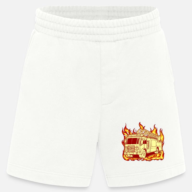 Fire engine fire brigade fire protection - Heavyweight Shorts - made by SPREAD  - OFF WHITE