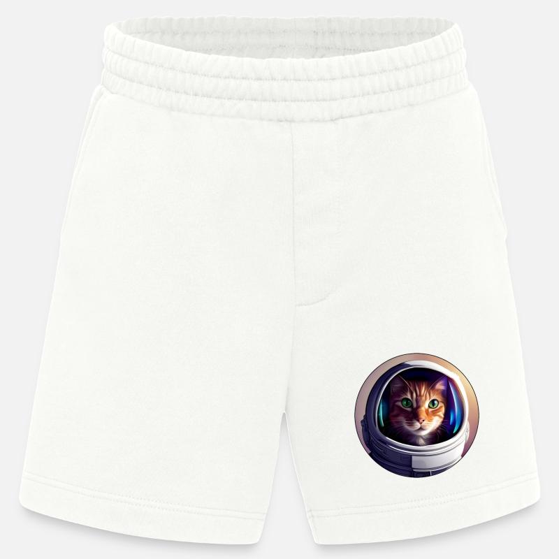 Chat de l’espace avec un casque - Short bio épais fabriqué en UE - OFF WHITE