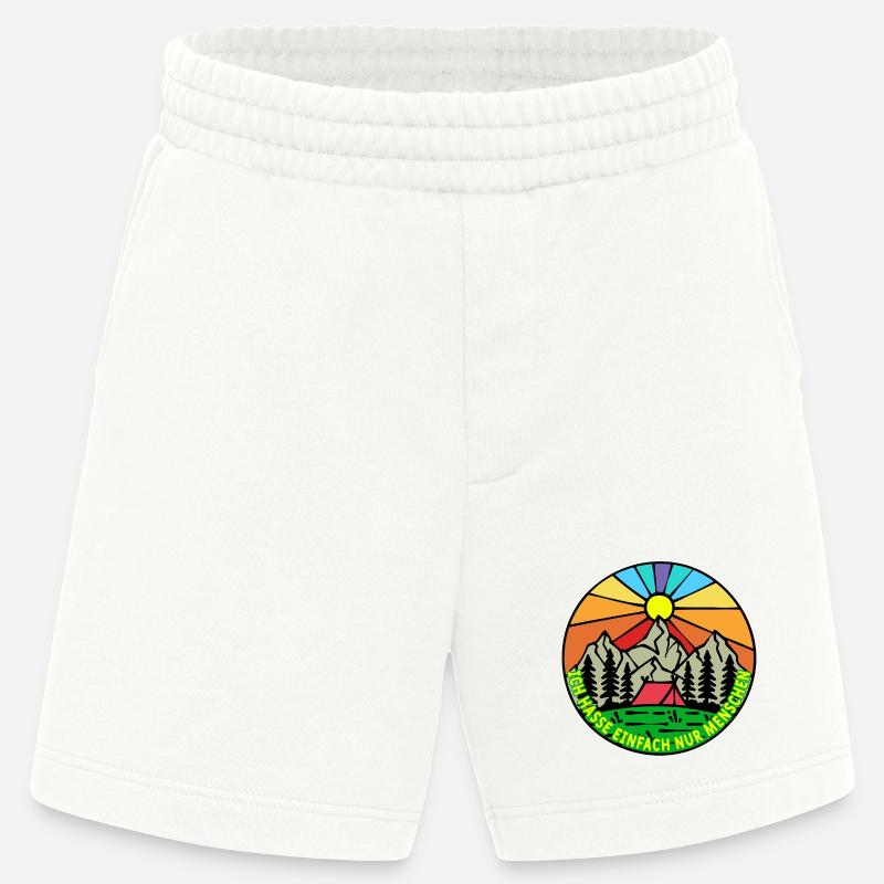 Mountains, Nature, Camping, Camping, Camping, Statement - Heavyweight Shorts - made by SPREAD  - OFF WHITE