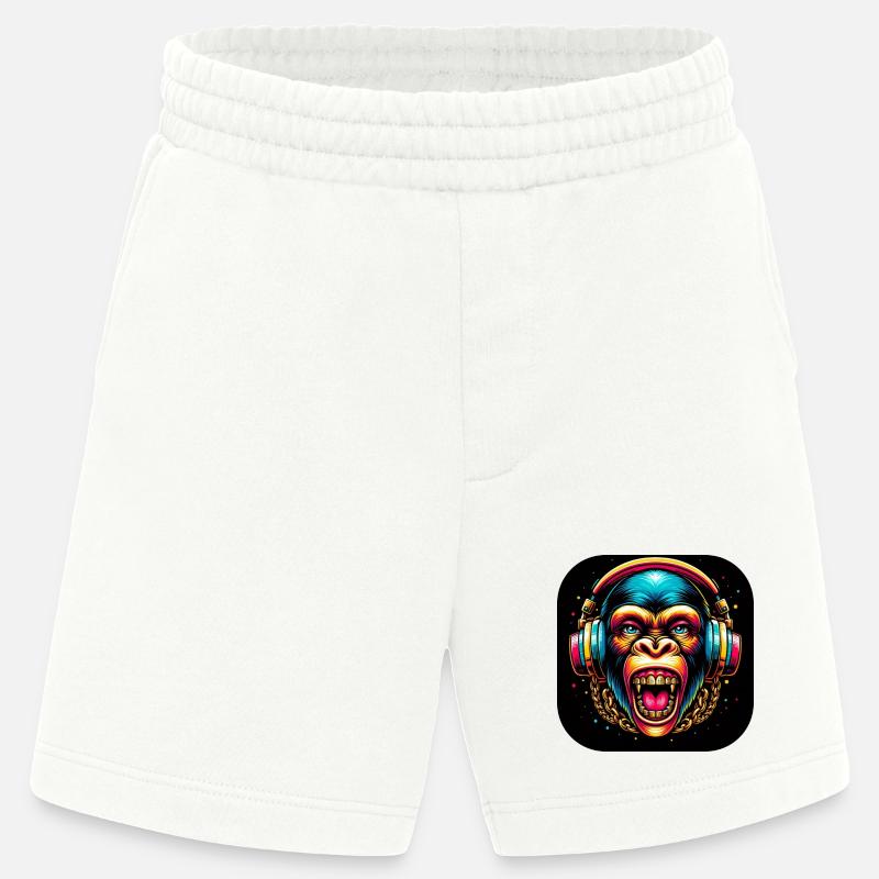 Affe Gefährlich Zähne Kopfhörer - Heavyweight Shorts - made by SPREAD  - OFF WHITE