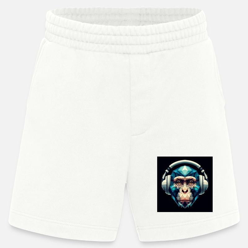 Ein Affe mit Kopfhörer im Polygon-Stil - Heavyweight Shorts - made by SPREAD  - OFF WHITE