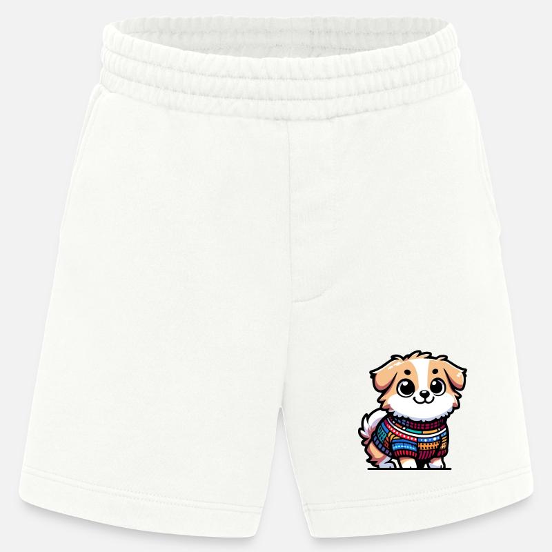 Snug Pup: Der Pullover tragende Hund - Heavyweight Shorts - made by SPREAD - OFF WHITE