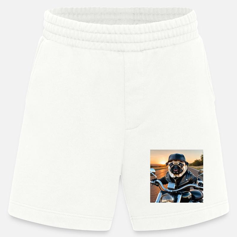 Hunde-Biker im Lederjacke Stil - Heavyweight Shorts - made by SPREAD  - OFF WHITE