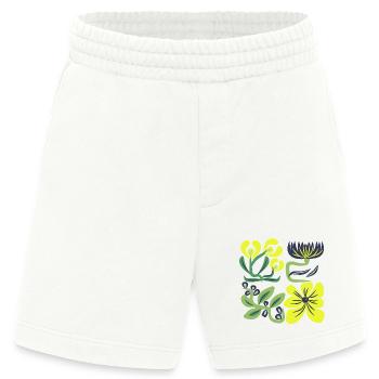Neon Gelbe Blüten Muster - Heavyweight Shorts - made by SPREAD  - OFF WHITE - Vorne