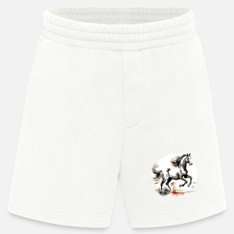 Chinesisches Sternzeichen Pferd - Heavyweight Shorts - made by SPREAD - OFF WHITE