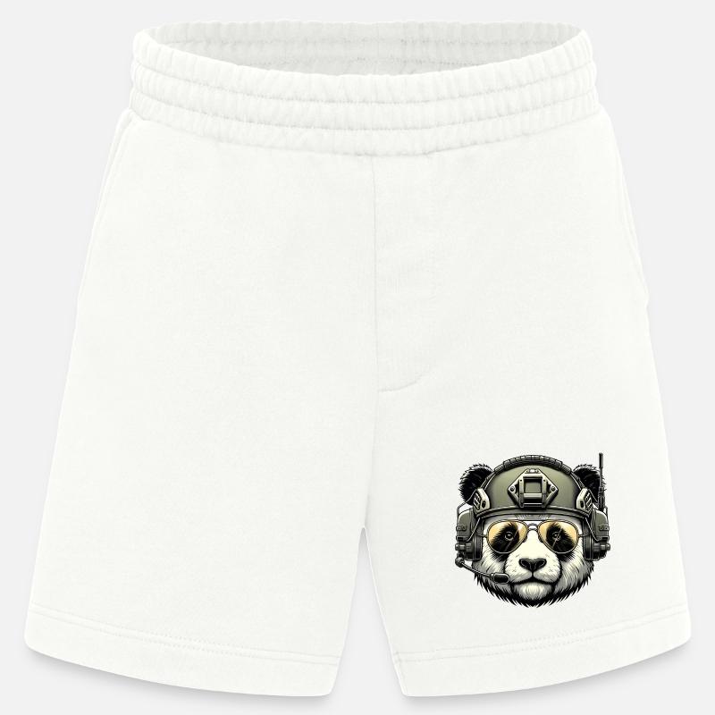 Panda Military Army Design - Short bio épais fabriqué en UE - OFF WHITE