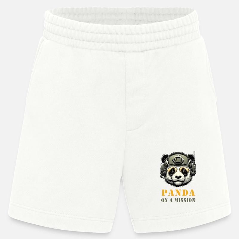 Panda en mission / Militaire - Short bio épais fabriqué en UE - OFF WHITE
