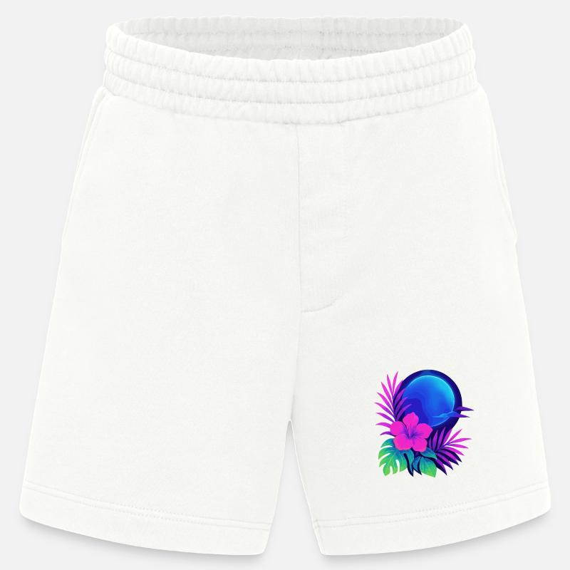 Neon Tropic Moon - Heavyweight Shorts - made by SPREAD  - OFF WHITE