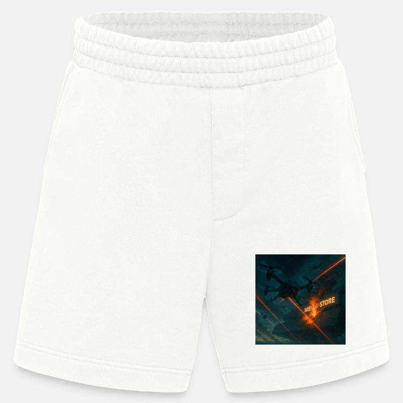 Futuristisches Angriffsbild eines Luftwaffenstützpunkts - Heavyweight Shorts - made by SPREAD  - OFF WHITE