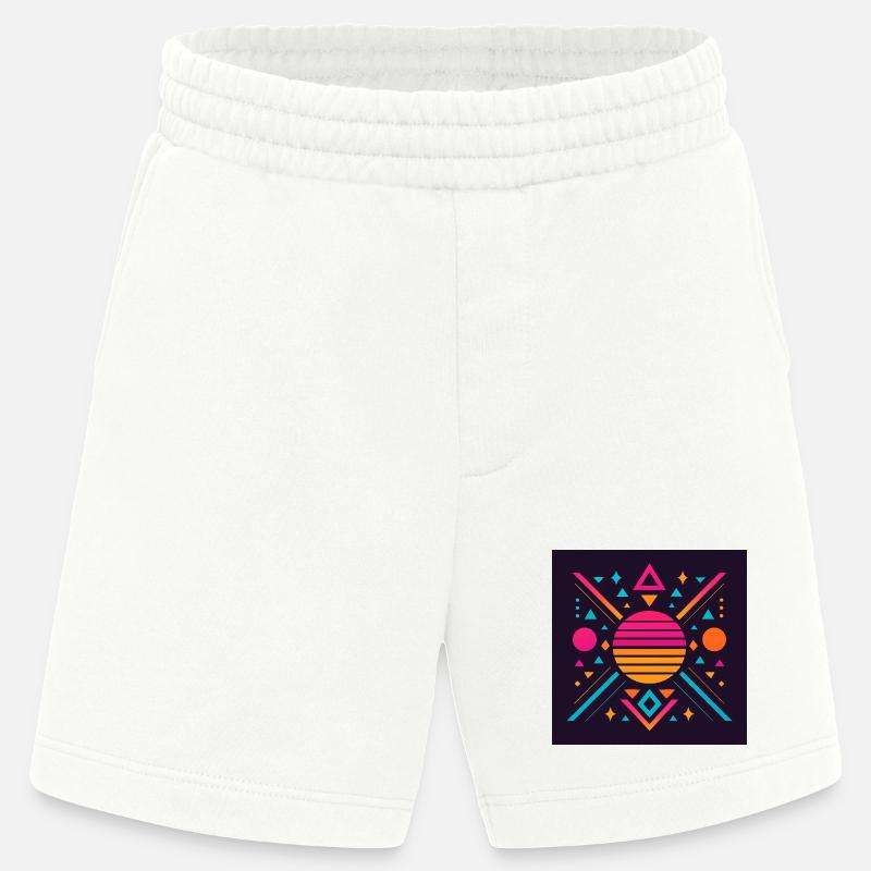 Synthwave geometric pattern - Heavyweight Shorts - made by SPREAD  - OFF WHITE