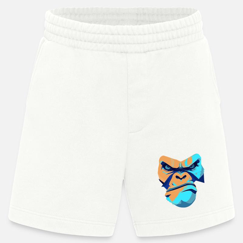 Imprimé imprété Gorille Bleu Devant - Short bio épais fabriqué en UE - OFF WHITE