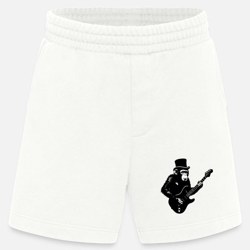 Greifende Affe mit E-Gitarre im Retro-Style - Heavyweight Shorts - made by SPREAD - OFF WHITE