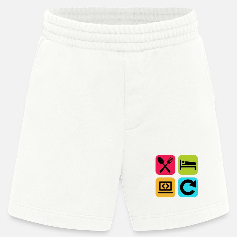 Essen, schlaf, Programm wiederholen, lustiger Zitatcode - Heavyweight Shorts - made by SPREAD  - OFF WHITE