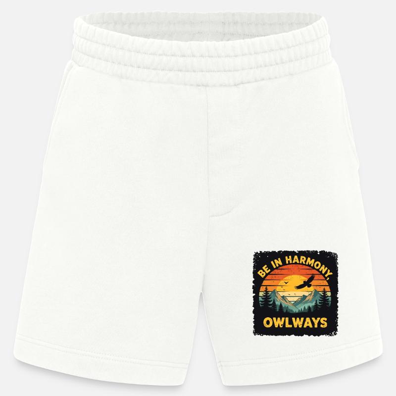 Owl Harmony at Sunset - Heavyweight Shorts - made by SPREAD  - OFF WHITE