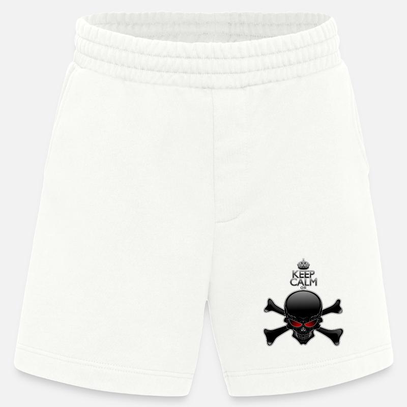 Bleib ruhig oder sterbe, Schwarzer Schädel - Heavyweight Shorts - made by SPREAD - OFF WHITE