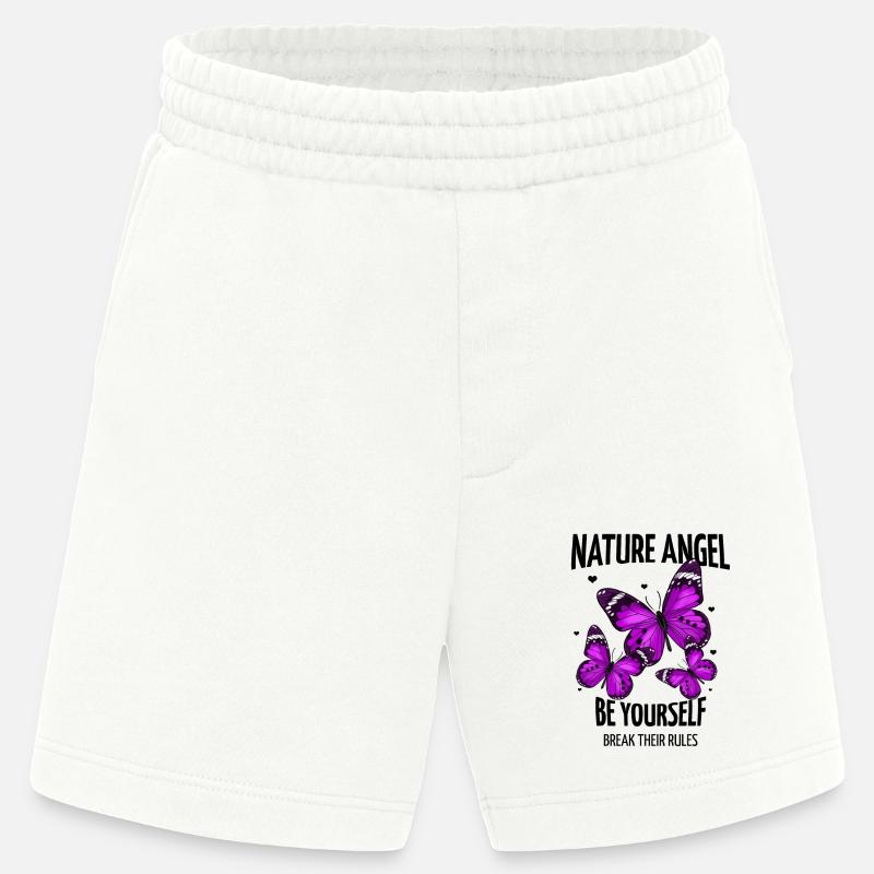 Papillon - Papillon violet avec lettrage - Short bio épais fabriqué en UE - OFF WHITE
