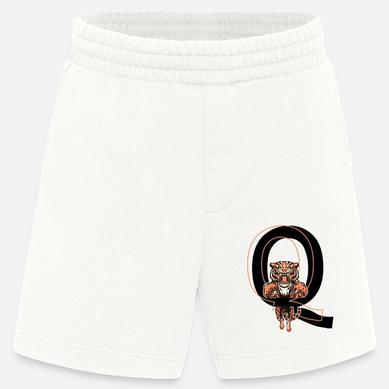 Buchstabe Q Tiger - Geschenkidee - Heavyweight Shorts - made by SPREAD  - OFF WHITE
