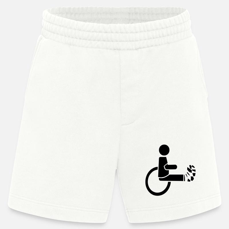 Rollstuhlfahrer mit Bein in Gips # - Heavyweight Shorts - made by SPREAD - OFF WHITE