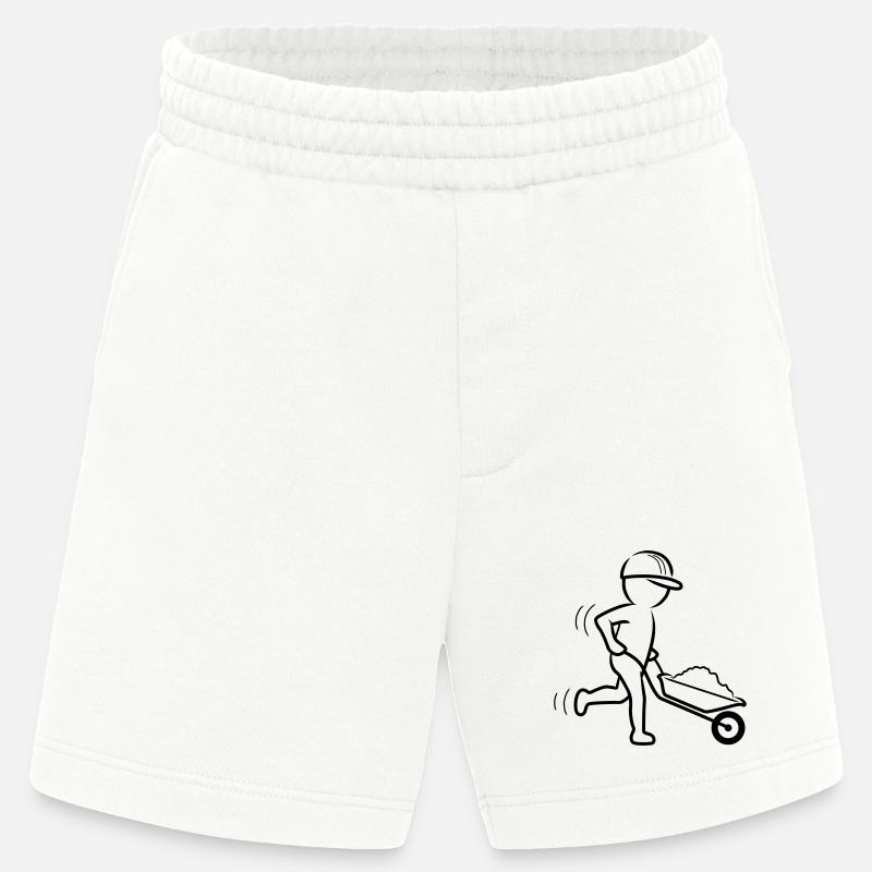 Bauarbeiter mit Schubkarre - Heavyweight Shorts - made by SPREAD  - OFF WHITE