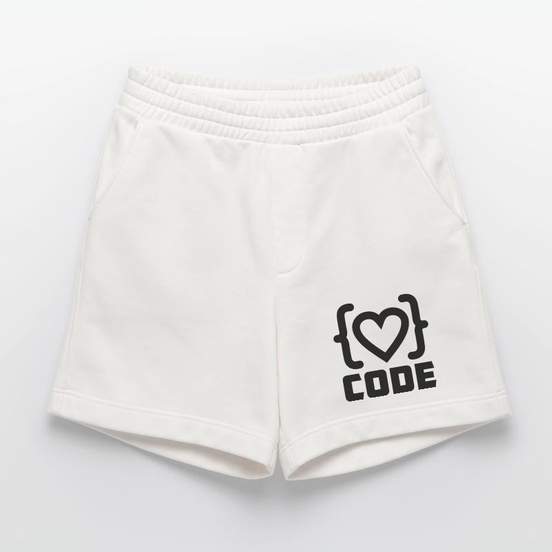 Heart programmer code logo with text CODE Heavyweight Shorts - made by SPREAD 