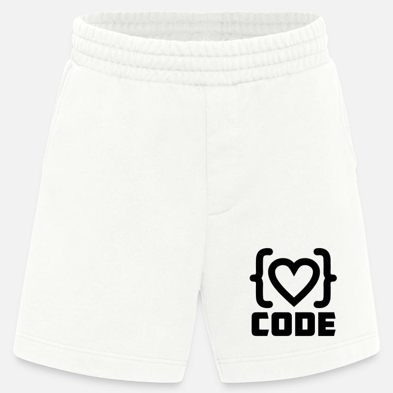 Herzprogrammierer Code Logo mit Text CODE - Heavyweight Shorts - made by SPREAD  - OFF WHITE