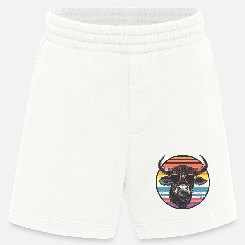 Bison décontracté avec lunettes de soleil - Short bio épais fabriqué en UE - OFF WHITE