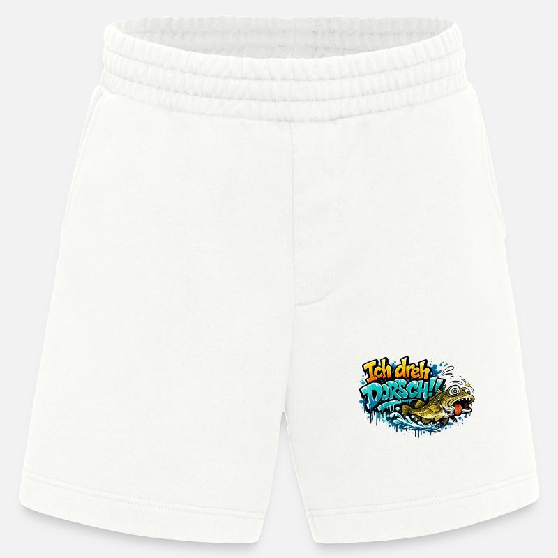 I Shoot Cod Graffiti Fish - Heavyweight Shorts - made by SPREAD  - OFF WHITE