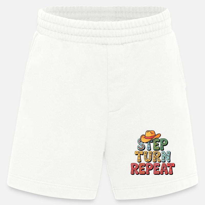 Line Dance Step Turn Repeat - Heavyweight Shorts - made by SPREAD  - OFF WHITE