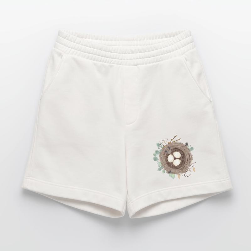 Vogelnest oder Osternest mit drei Eier und Federn Heavyweight Shorts - made by SPREAD 