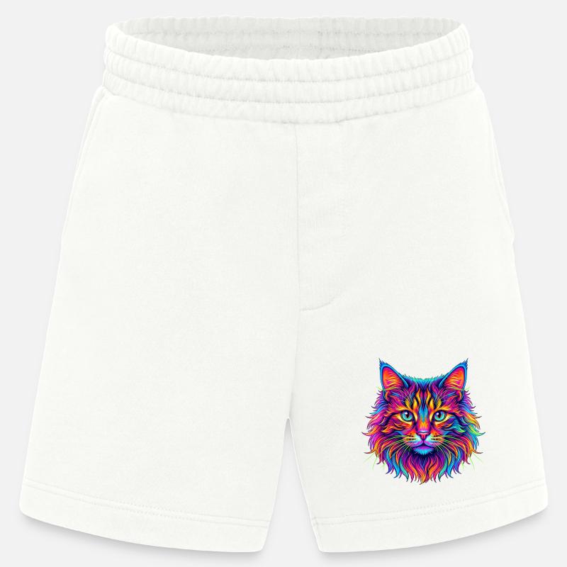 Neon Katzenkopf Farbexplosion - Heavyweight Shorts - made by SPREAD  - OFF WHITE