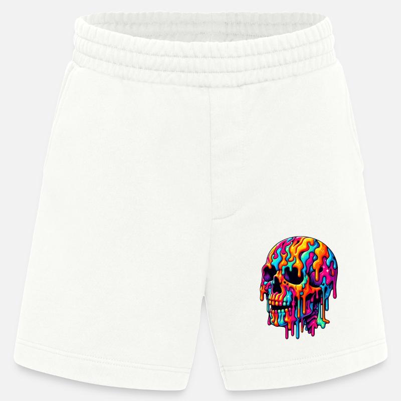 Lebendiger psychedelischer Schädel - Heavyweight Shorts - made by SPREAD  - OFF WHITE