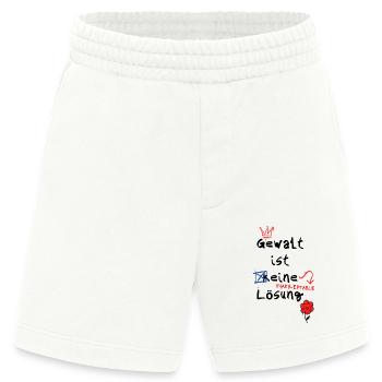 ,,Gewalt ist (k)eine Lösung" Tagesimpuls - Heavyweight Shorts - made by SPREAD  - OFF WHITE - Vorne
