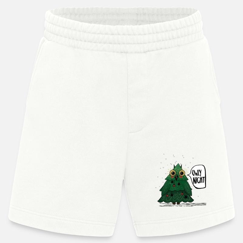 Owly Christmas Night Weihnachtsbaum Eule - Heavyweight Shorts - made by SPREAD  - OFF WHITE