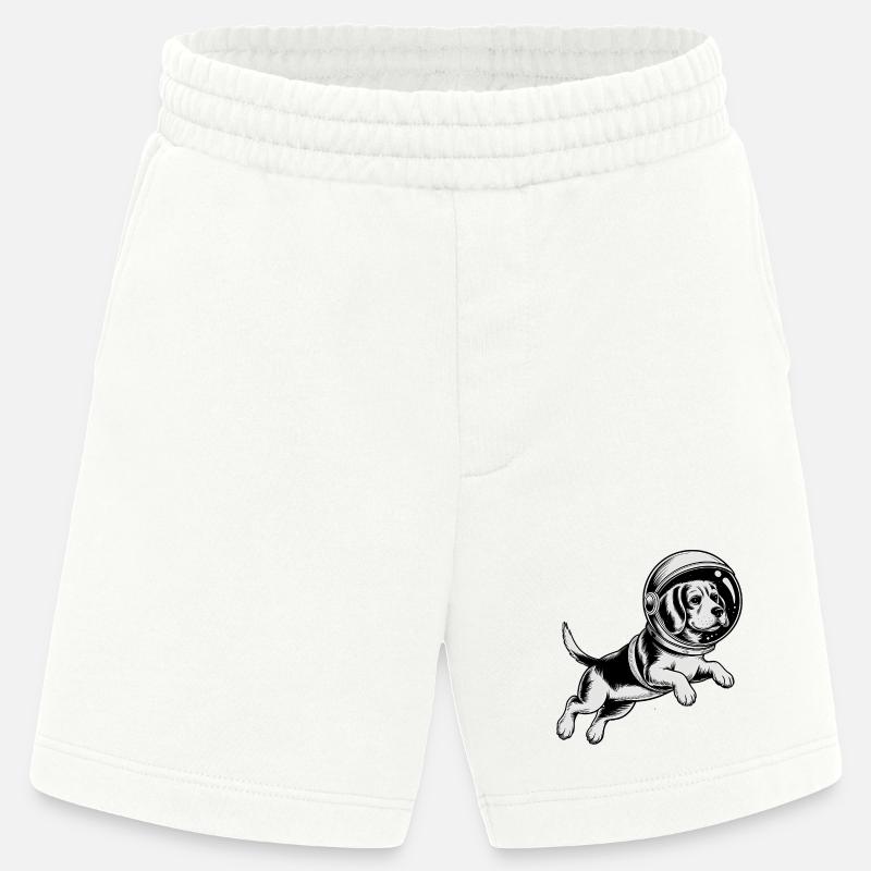 Beagle in Space - Cool Astonomy Logo - Heavyweight Shorts - made by SPREAD  - OFF WHITE