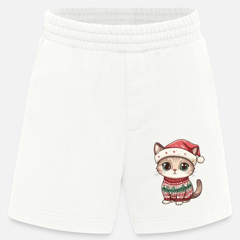 Katze Weihnachten Comic - Heavyweight Shorts - made by SPREAD  - OFF WHITE