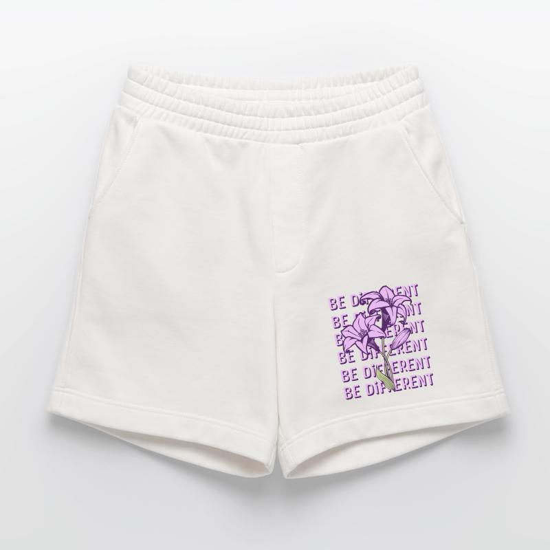 BE DIFFERENT – Fleurs de lys violets Botanique Short bio épais fabriqué en UE