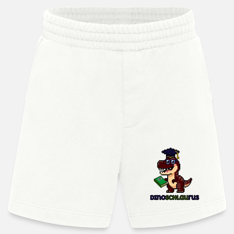 DinoSCHLAUrus - Pixel Art Dinosaurier mit Buch 🦖 - Heavyweight Shorts - made by SPREAD - OFF WHITE